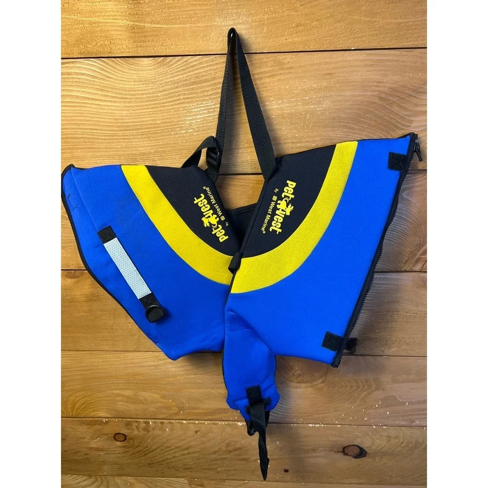 PetVest By West Marine Dog Life Vest Jacket Blue Yellow Safety Pet Gear‎ XL